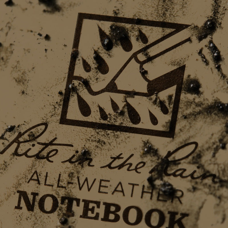 tan colour waterproof notebook close up