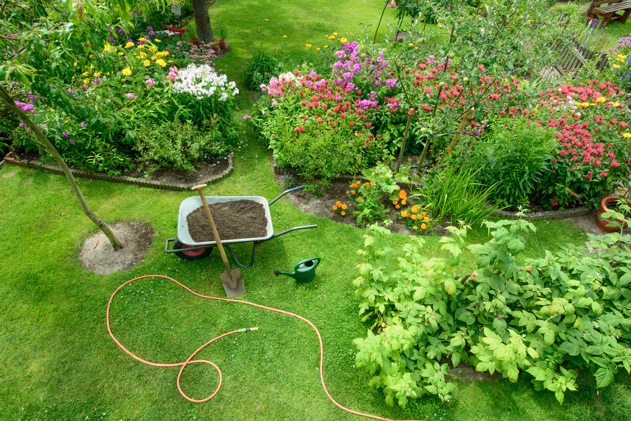 aerial shot of gardening work