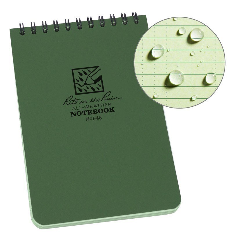 RITR Waterproof Pocket Notebook 946 Tactical 4" x 6" - Olive Green