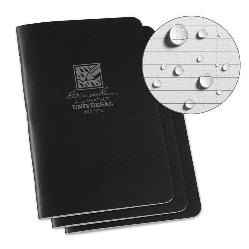 Rite in the Rain Waterproof All Weather Universal Notebook 771FX - Black (3 pack)