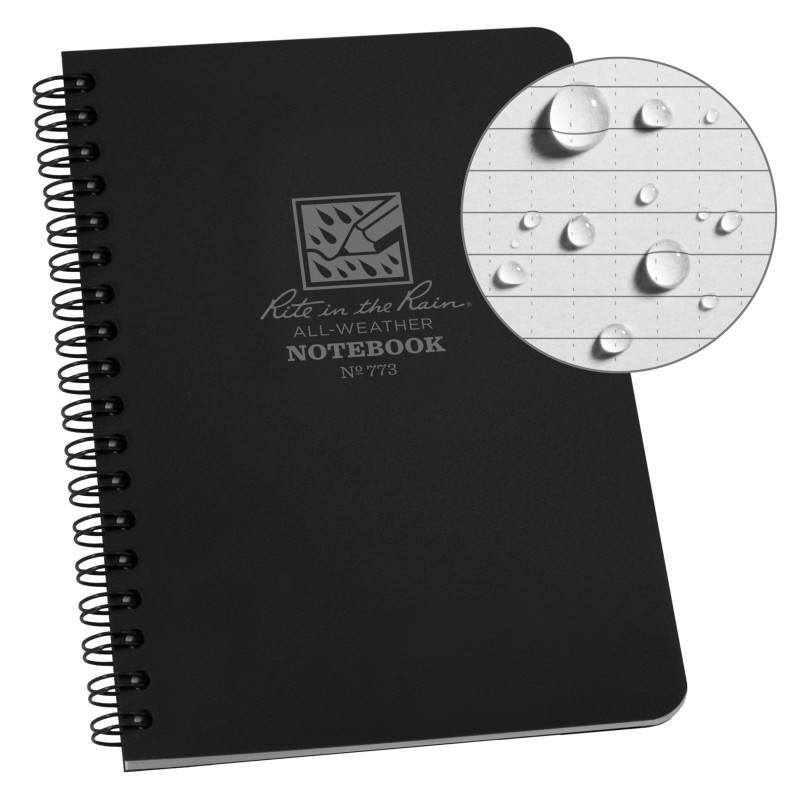 RITR Waterproof Side-Spiral Notebook 773 - Black