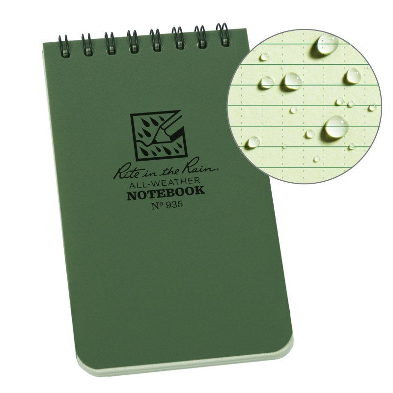 RITR Waterproof Pocket Notebook 935 Tactical 3" x 5" - Olive Green