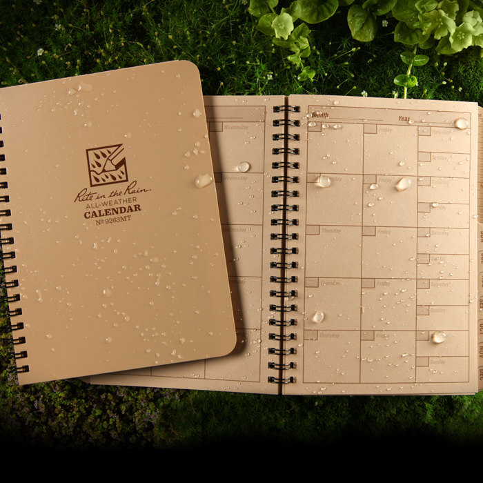 Rite in the Rain Waterproof Annual Spiral Calendar 5" x 7" 9263MT - Tan