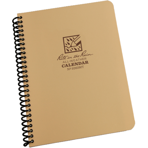 Rite in the Rain Waterproof Annual Spiral Calendar 5" x 7" 9263MT - Tan