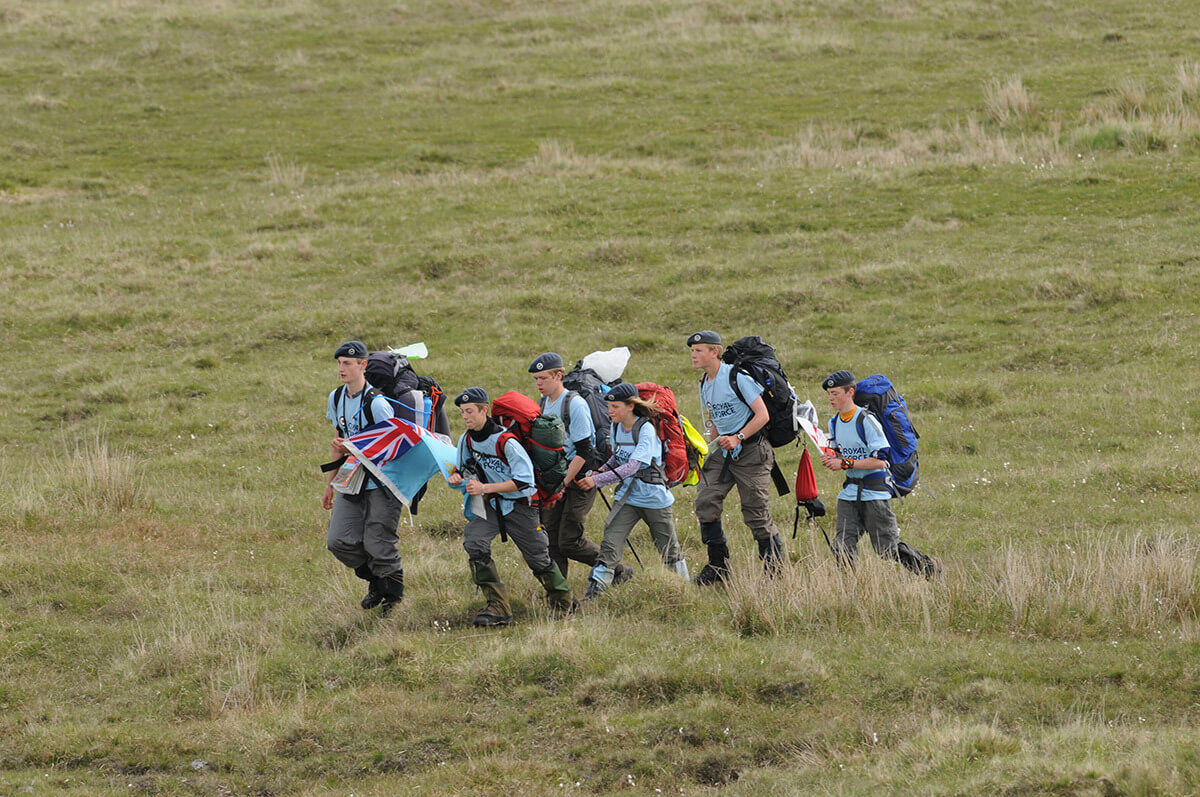 group of Ten Tors participants walking on the moors