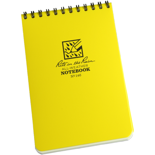 RITR pocket notebook in yellow on a white background