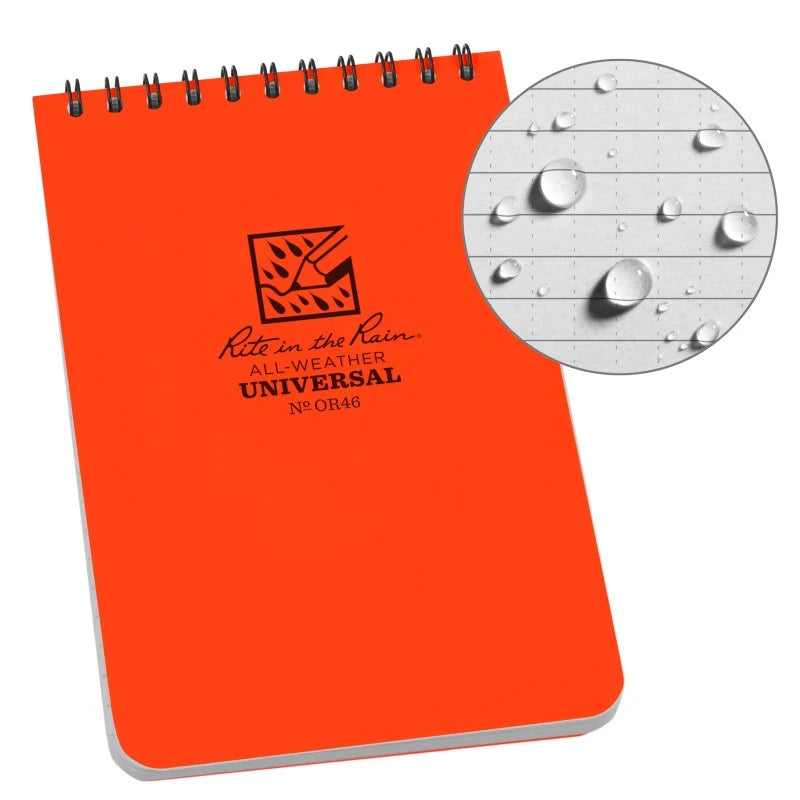 RITR Waterproof Pocket Notebook OR46 4" x 6" - Orange