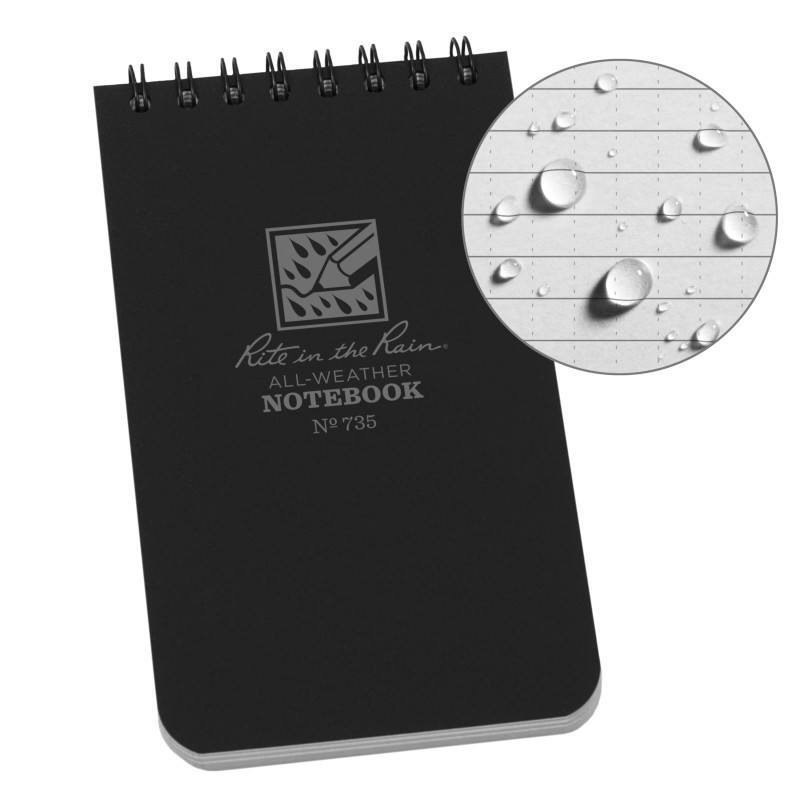 RITR Waterproof Pocket Notebook 735 Tactical 3" x 5" - Black
