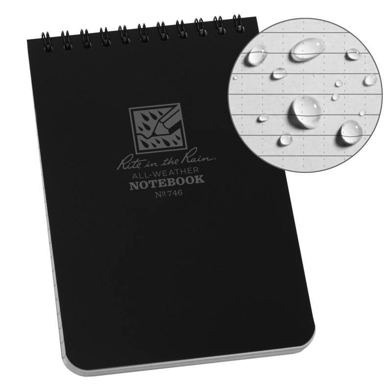 RITR Waterproof Pocket Notebook 746 Tactical 4" x 6" - Black