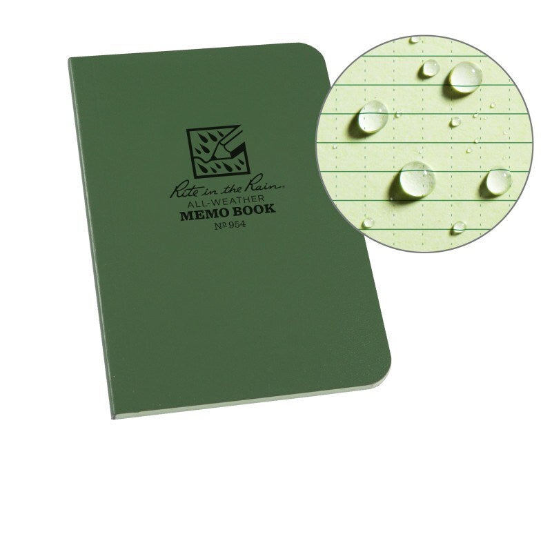 Rite in the Rain Waterproof Memo Book 954 3.5" x 5" - Olive Green