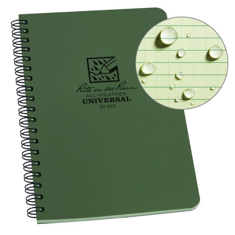RITR Waterproof Side-Spiral Notebook 973 - Olive Green