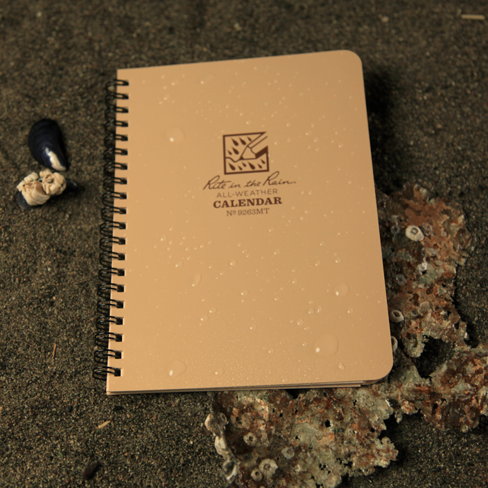 Rite in the Rain Waterproof Annual Spiral Calendar 5" x 7" 9263MT - Tan